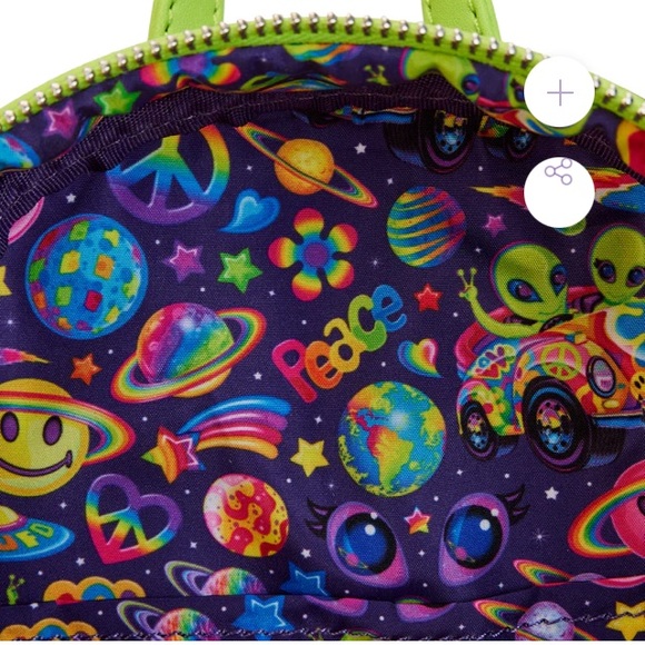 New Lisa Frank Zoomer & Zorbit glow in the dark neon mini Loungefly backpack HTF - Picture 4 of 11